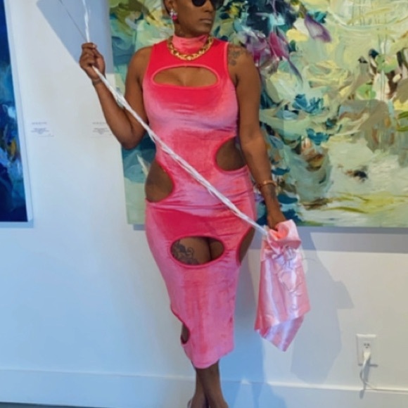 Hot Pink SuedeDate Nights Sexy Show-stopping Dress. Great stretch w/ snug grip. - Picture 2 of 3